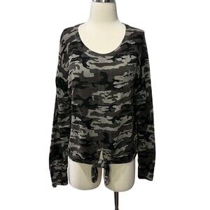 Sanctuary Camo Sweater Tight Knit Cotton Blend Women's Size S Small